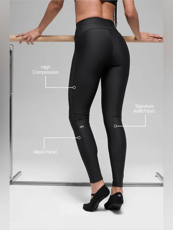 ALO Yoga Airlift High-Waist Mesh Infatuation Legging in Black - S - Picture 3 of 7